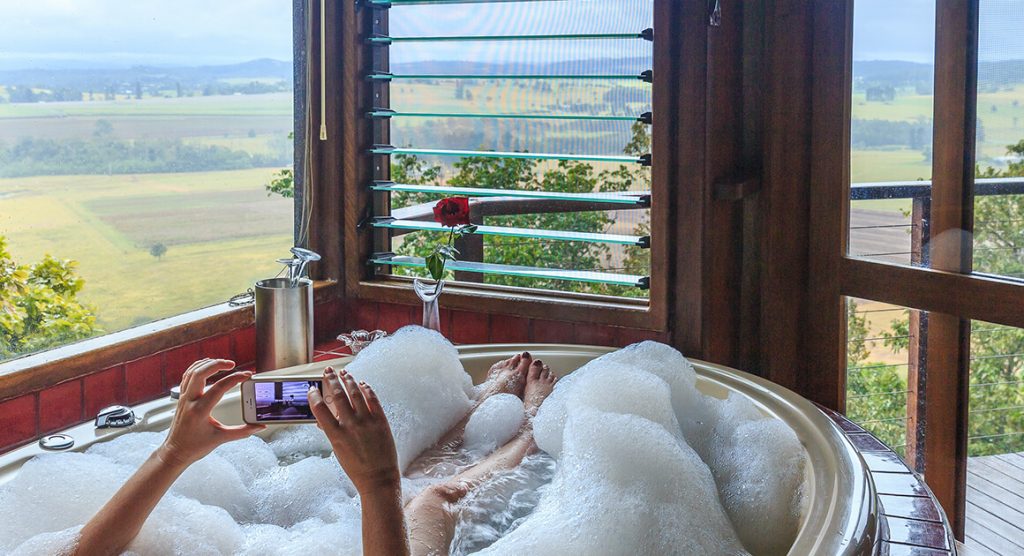 Spa bath views at Mt Quincan Crater Retreat