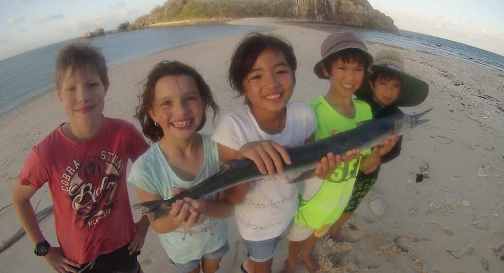 Kids and fish