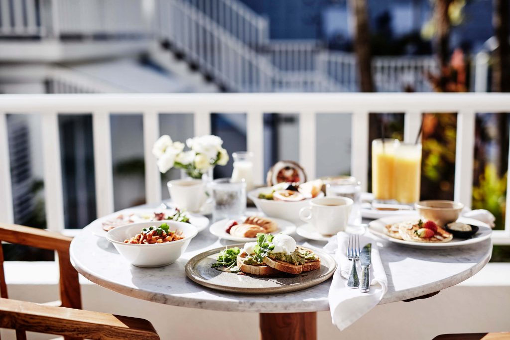 breakfast on table at Cairns hotel