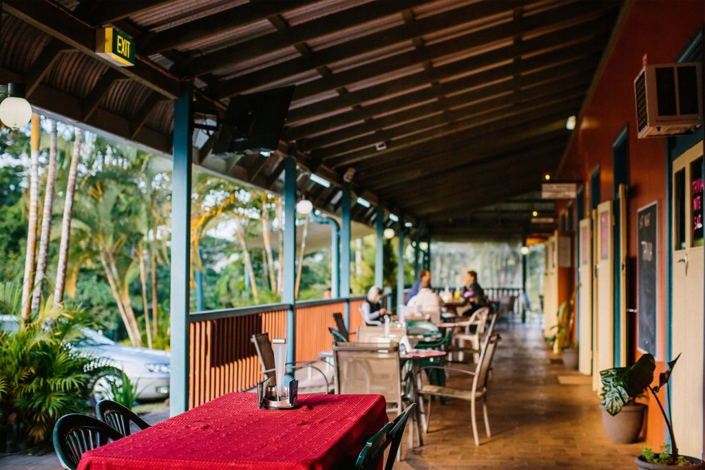 front of the mena creek pub