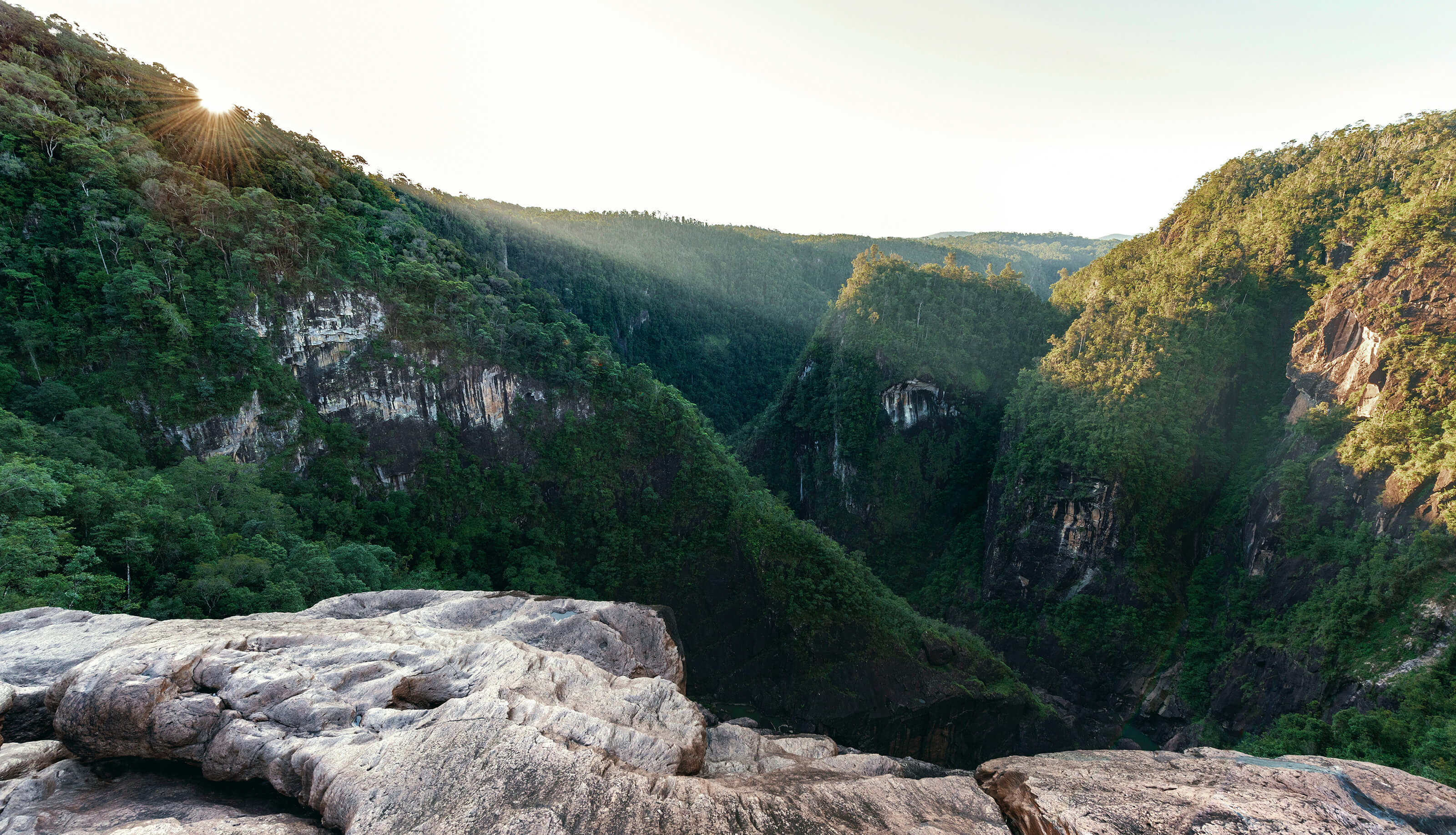 Lookout from top of falls at sunset